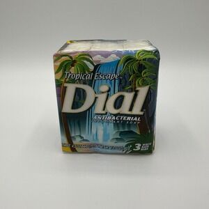 Dial Tropical Escape Antibacterial Deodorant Soap 3 Pack 4.5oz Bath Bars New Old